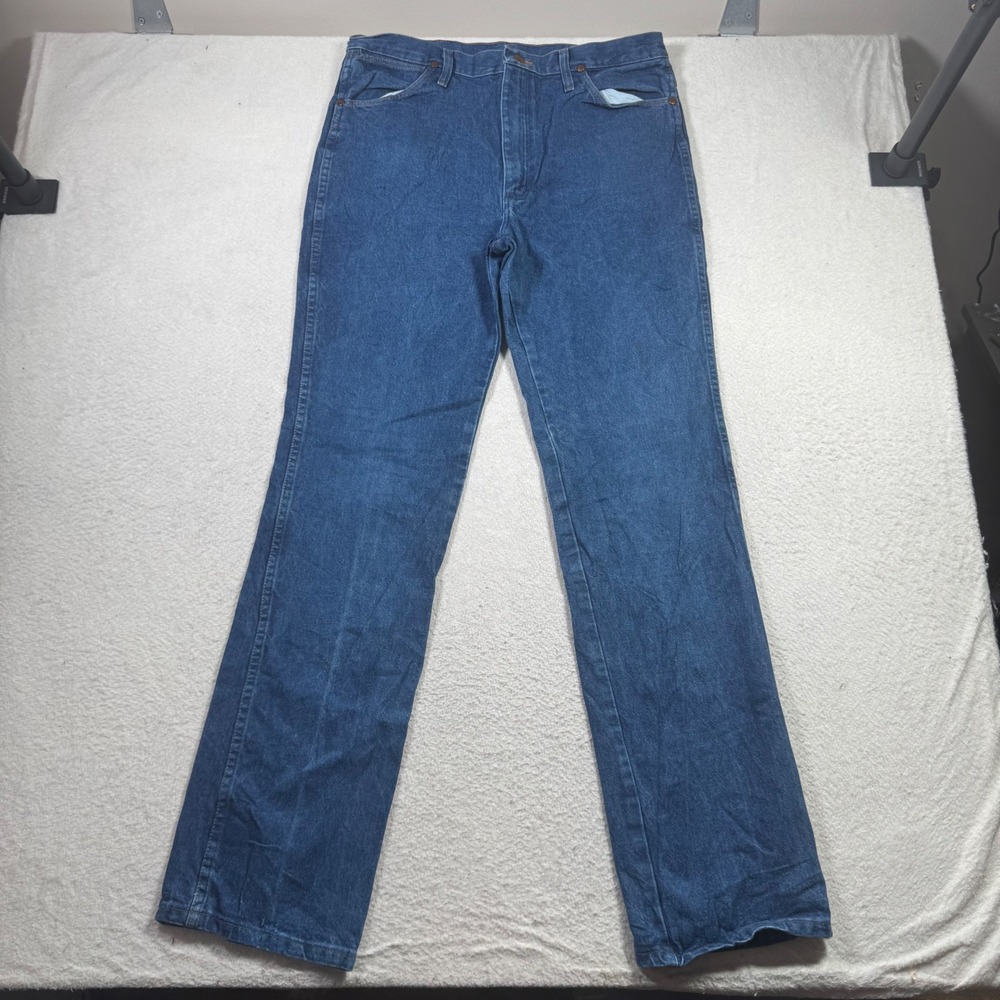 Wrangler Jeans Mens 35x36 Blue 936PWD Cowboy Cut Slim Fit Straight Leg Western